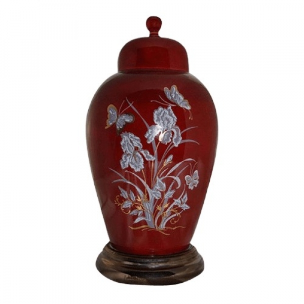 Iris Red Ceramic Cremation Urn